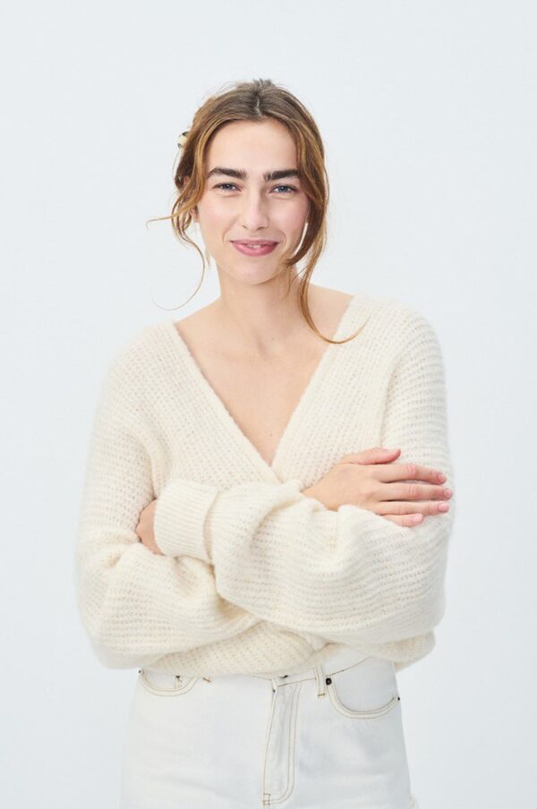 Zebrio Pearl Melange East Knit Cardigan - Image 2