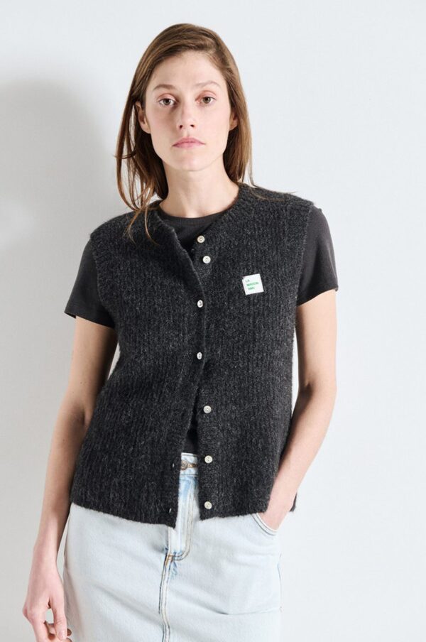 Zebrio Charcoal Melange East Knit Vest - Image 2