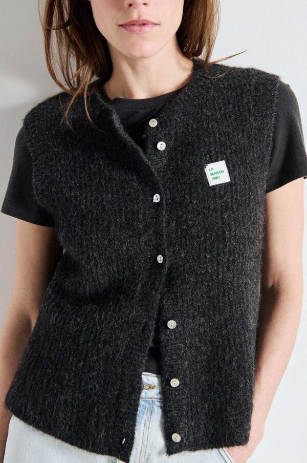 Zebrio Charcoal Melange East Knit Vest - Image 4
